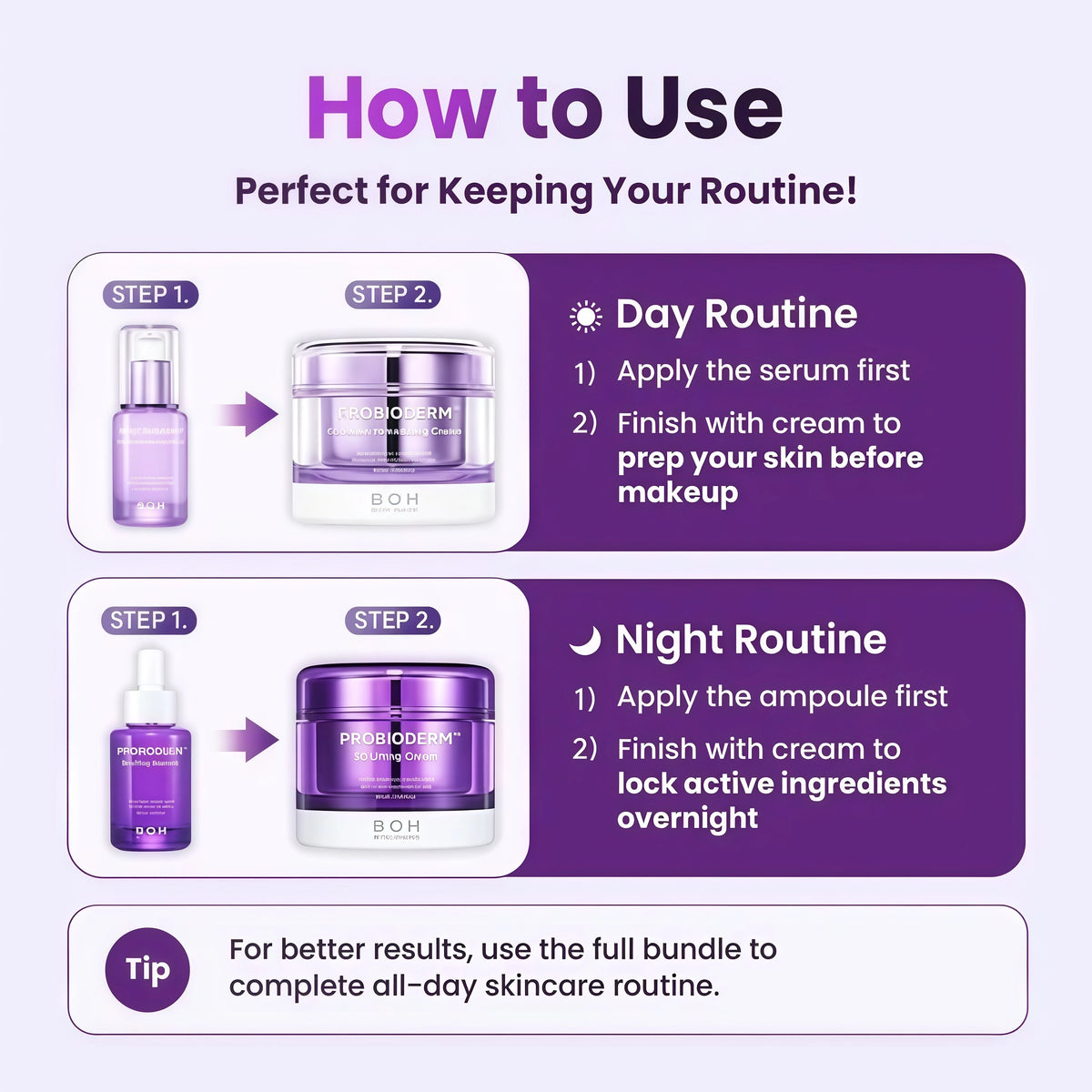 [Cardi B Pick] Purple Day & Night Firming & Lifting 4-Piece Set | Probioderm + Nano Collagen | Korean Anti-Aging Skincare